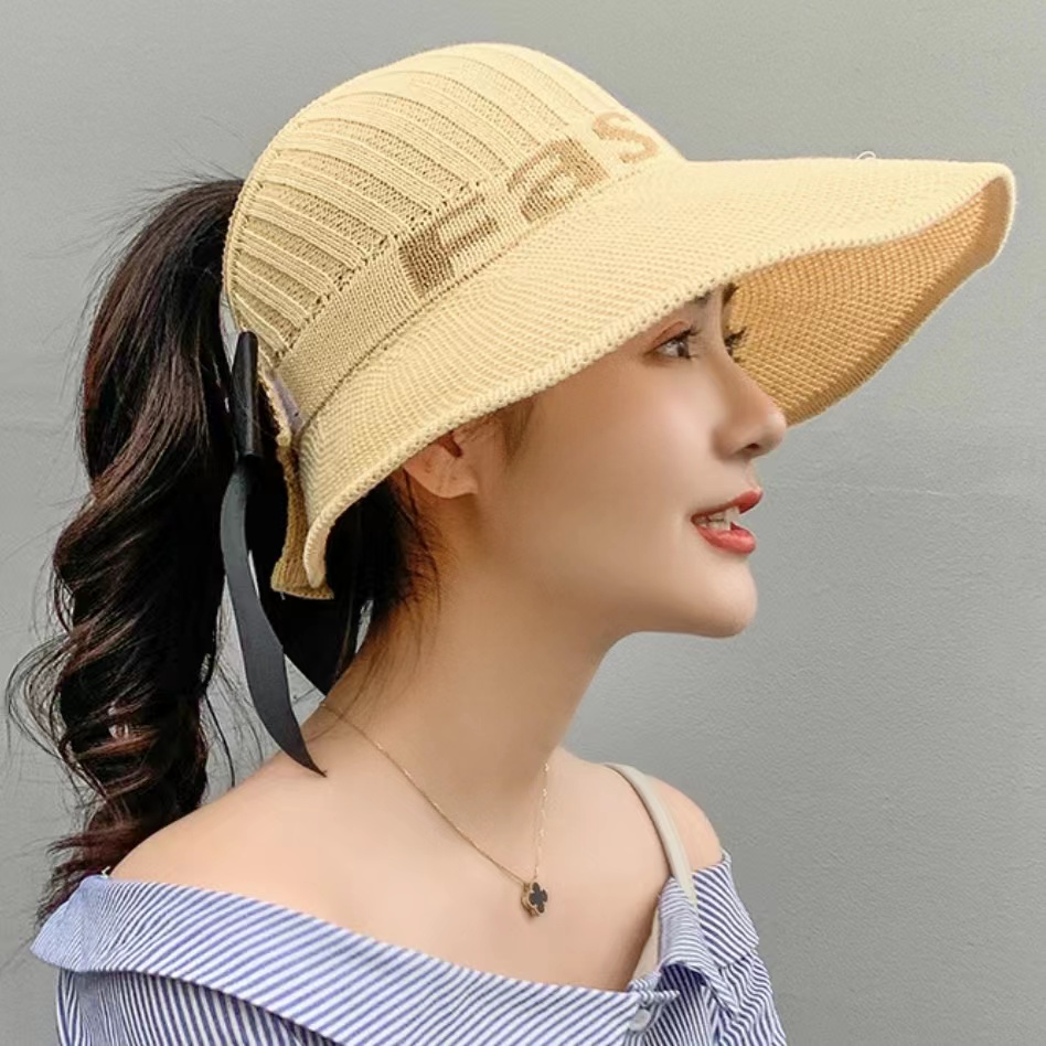 Topi Pantai Rajut Motif Fashion Perlindungan Matahari Korean Fashion