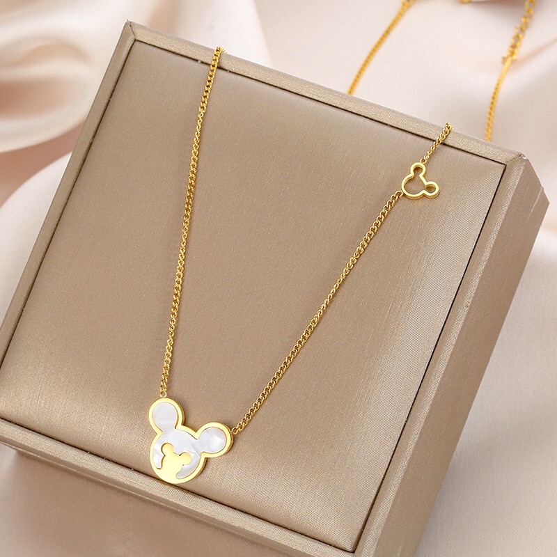 Kalung Titanium Mickey Korea Vintage Trending Fashion Style