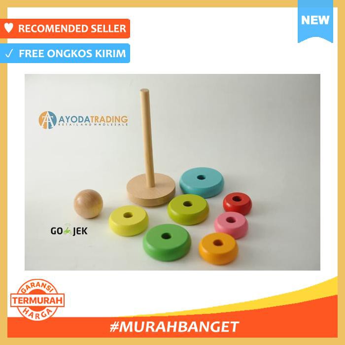MAINAN EDUKASI RAINBOW TOWER STACKING WOODEN TOYS