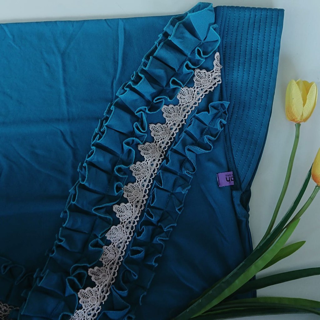 Jilbab Instan Rempel Gotik Prada Premium/Hijab Harian Rempel Depan Jersey Super Premium Daura-Biru toska