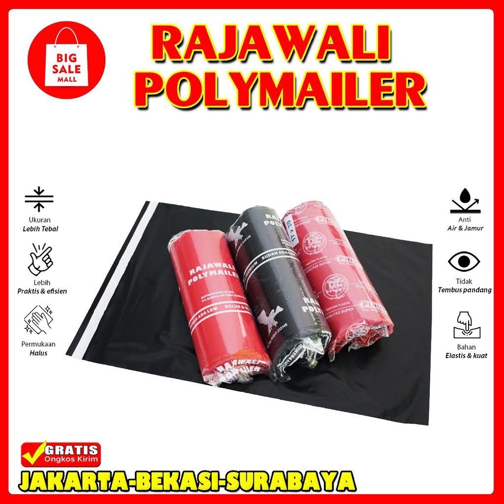 Plastik Polymailer 50x60 isi 50pcs Plastik Packing Online Shop Packing Perekat lem Tebal RAJAWALI Premium