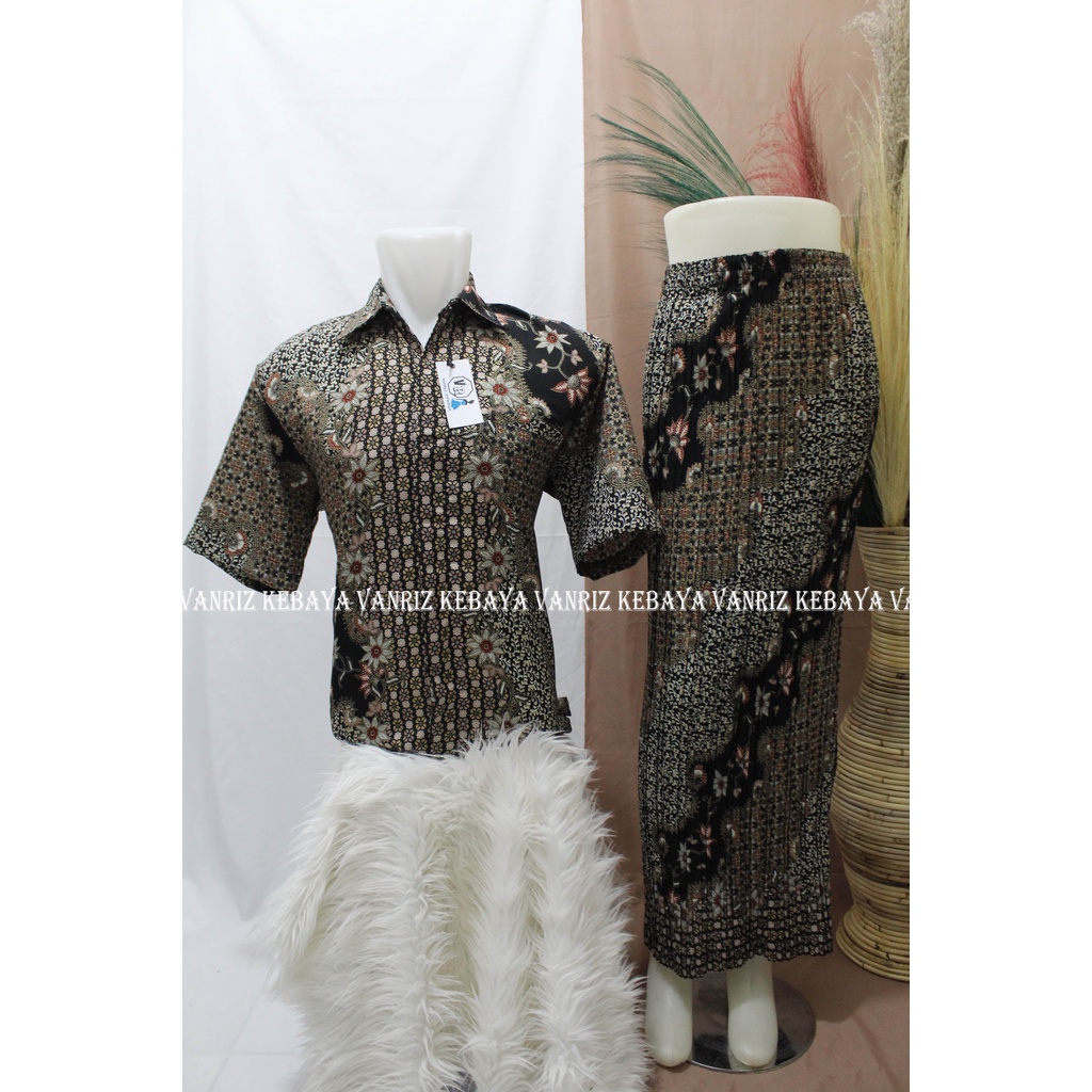 BATIK COUPLE/KEMEJA BATIK COUPLE/BATIK COUPLE LENGAN PENDEK/ROK PLISKET COUPLE