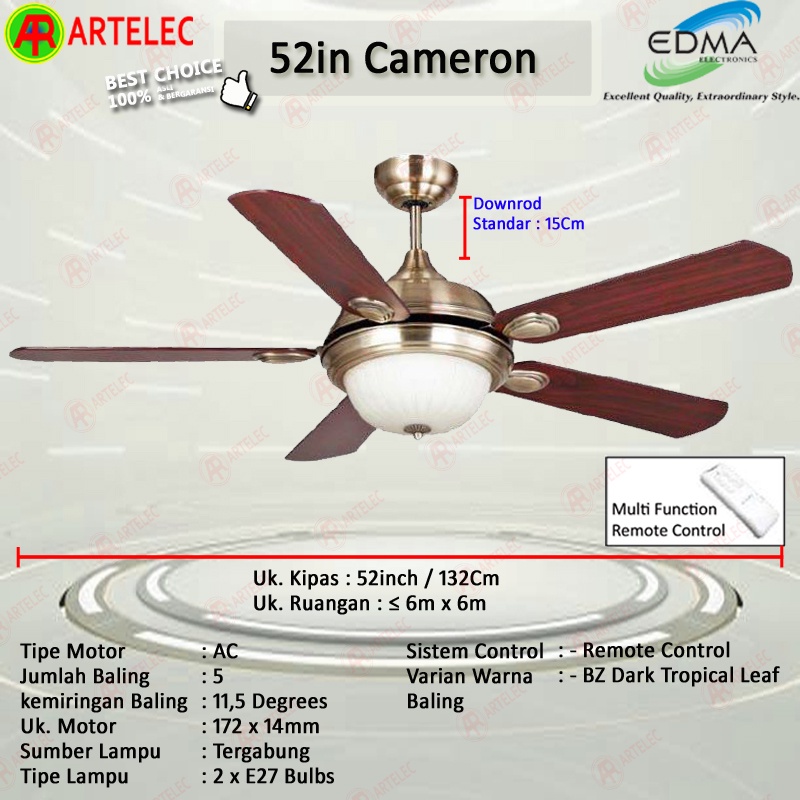 Kipas Angin Gantung MT EDMA 52in CAMERON Kipas Angin Plafon kipas angin dekorasi Mt Edma | MtEdma