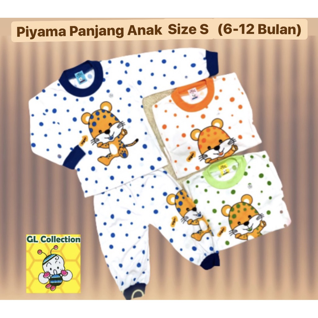 OBRAL!PIYAMA PANJANG ANAK SIZE S 6BULAN- 1TAHUN 100%KATUN