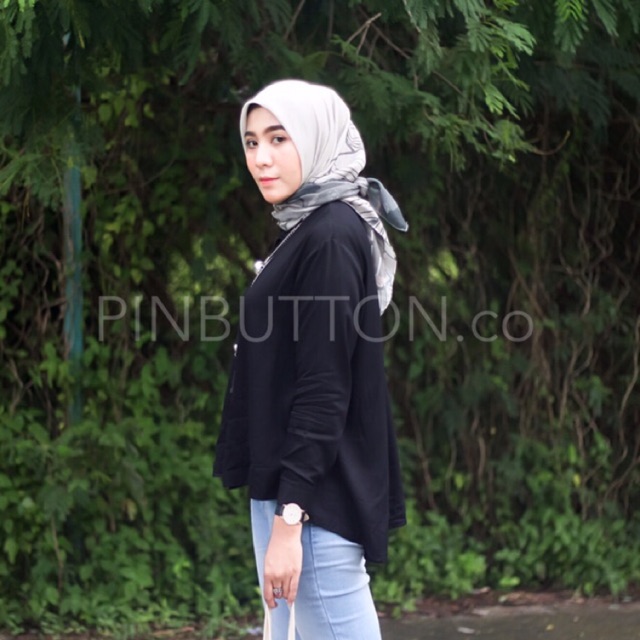 Kemeja Wanita Katun Rayon Polos Lengan Panjang - LOOSE SHIRT BLACK-5