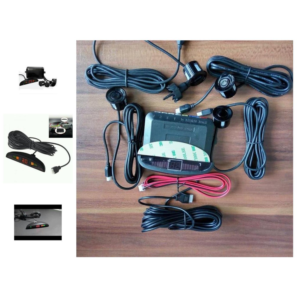sensor parkir 4 titik +indikator lcd   hitam