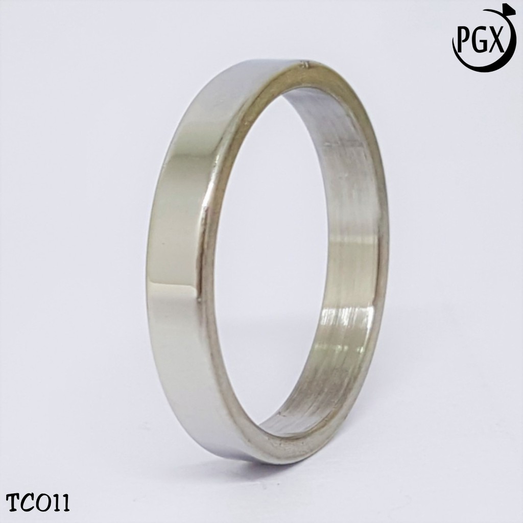 PGX Cincin Titanium Couple Silver Aksesoris Fashion Perhiasan Anti Karat - TC011