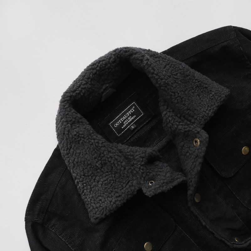 OOTDSUPPLY Corduroy Sherpa Jacket Black | Jaket Corduroi | Outerwear-1