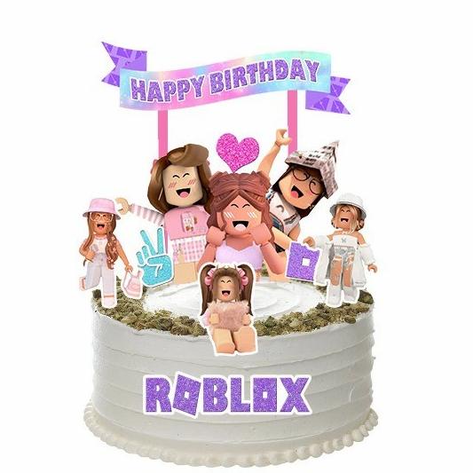 Roblox Girl Purple Topper Cake Birthday/Hiasan Kue Ulang Tahun