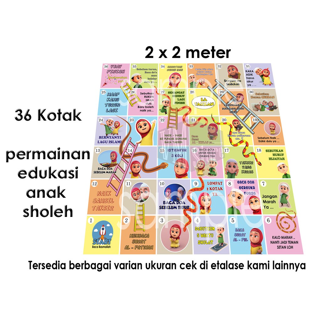 MAINAN ULAR TANGGA RAKSASA JUMBO 2 x 2 M TERMASUK KARPET BANTAL DADU &amp; KARTU BERMAIN EDISI ANAK SHOLEH MAINAN EDUKASI ANAK PAUD TK SD