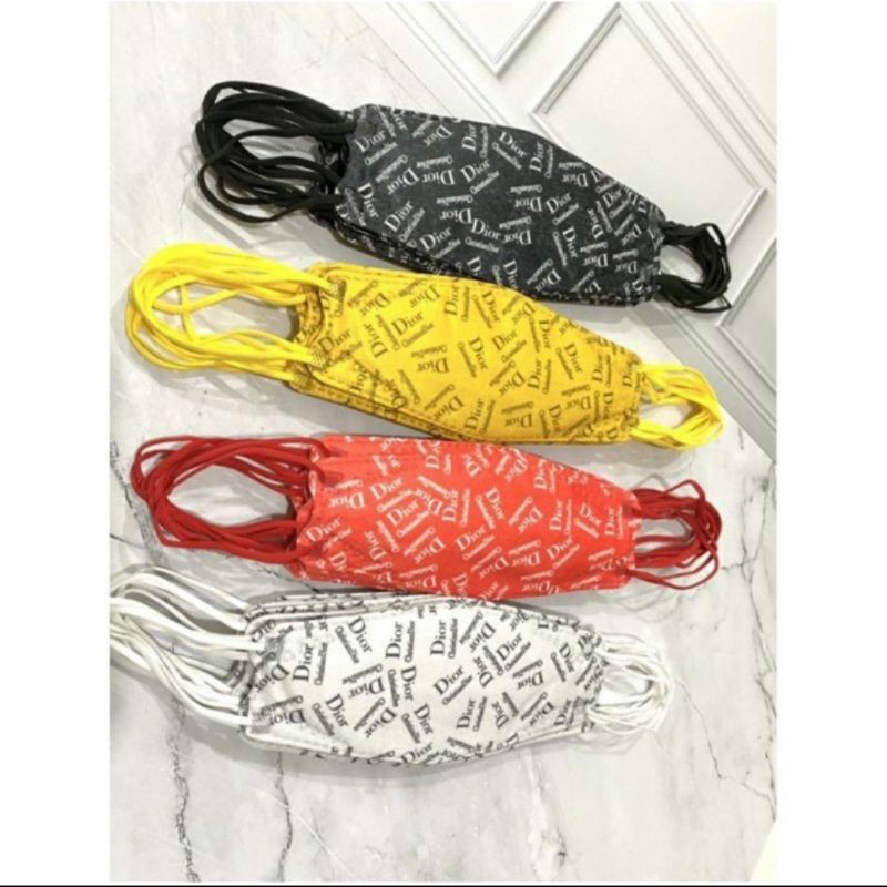 Masker KF94 Fashion Brand Motif Dior 10pcs mix warna warni