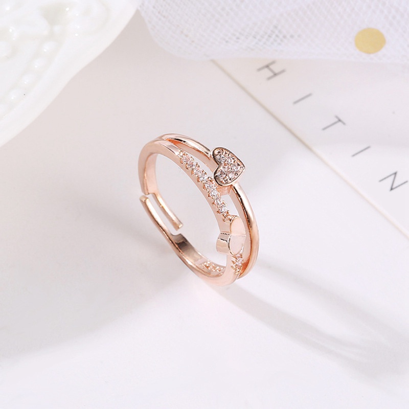 Fancyqube Cincin Model Terbuka Desain Hati Unik Untuk Wanita