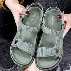 Sandal Let Gunung Jelly Wanita Tali Sambung Kerut Segitiga Kece Import Mokaya / Size 37-41 (8868-B1/8038-A3)-HIJAU