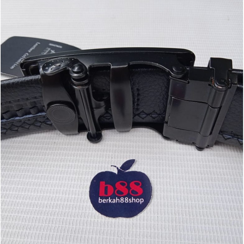 Ikat Pinggang / Sabuk Pria Import Kulit Sintetis High Quality Gesper Hitam Polos