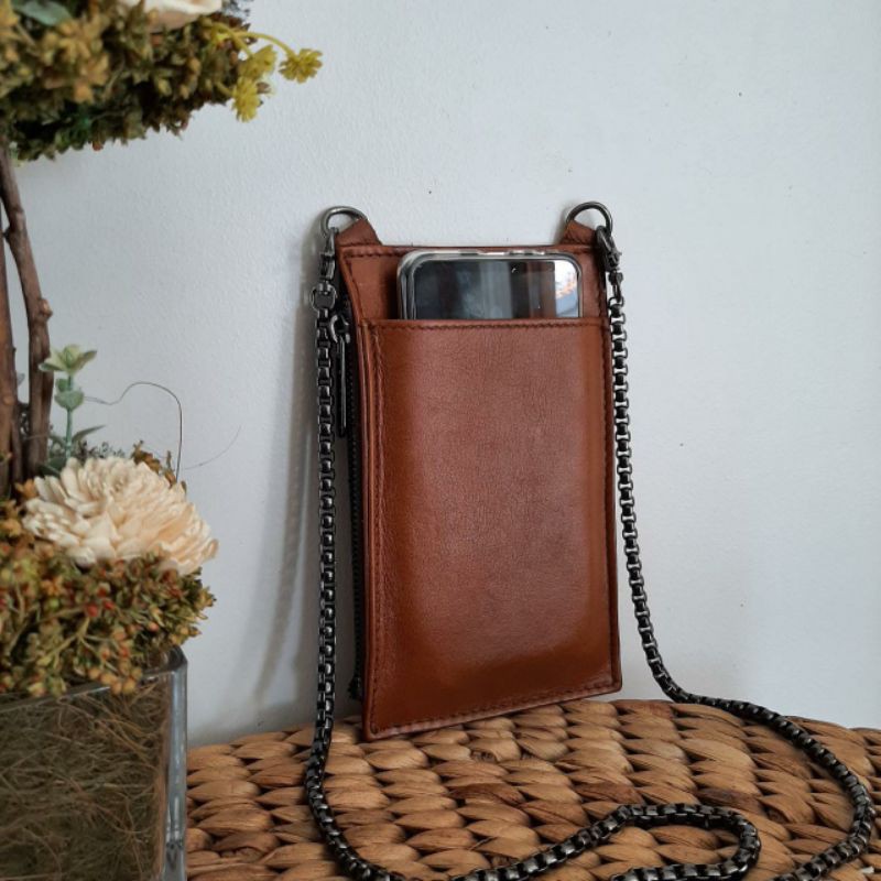 Tas selempang handphone dompet hp kulit asli spinil