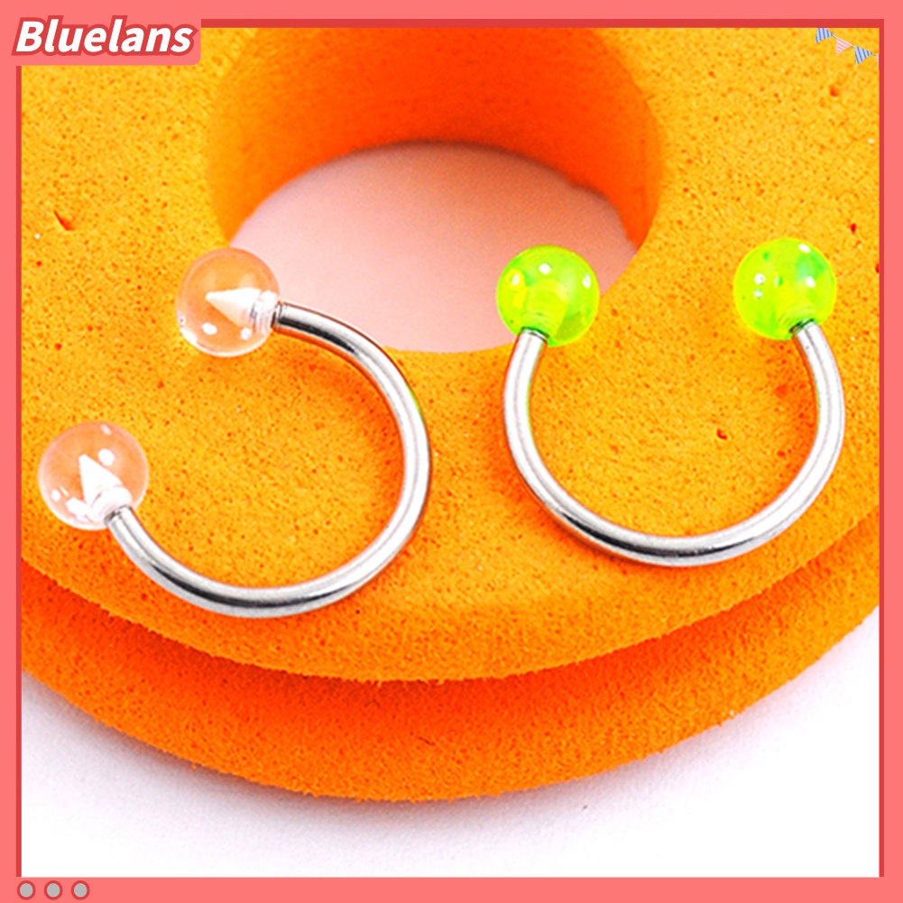 Bluelans 7Pcs 16G Stainless Steel Earring Nose Lip Nipple Circular Barbell Horseshoe Ring