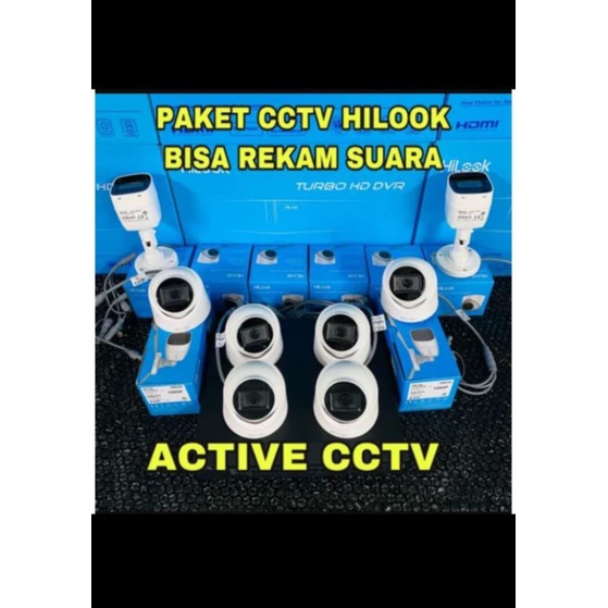 paket camera cctv 8 kamera hilook 2mp audio built in mic 8channel 8ch bisa rekam