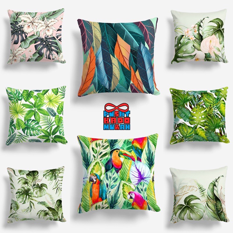 NEW! Bantal Sofa Motif Daun / Fresh Leaves 40x40 cm - Pusat Kado Murah