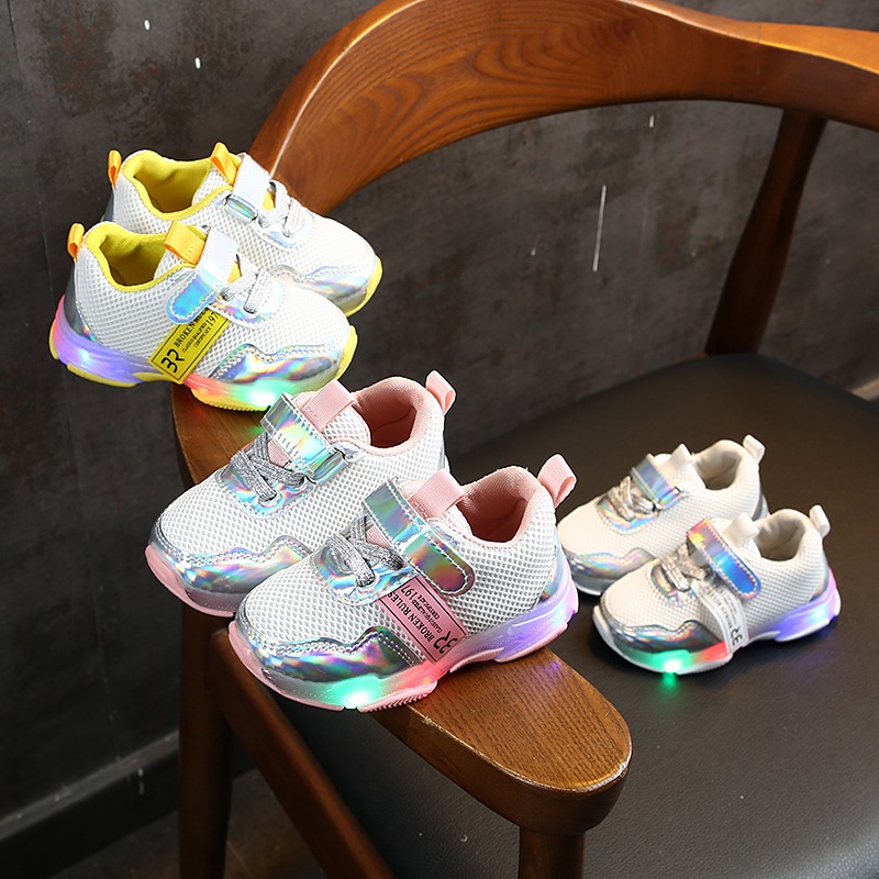 SEPATU SNEAKERS ANAK LAKI-LAKI dan PEREMPUAN Nyala lampu led SIZE 21-30 USIA 1 2 3 4 5 6 tahun VO 01