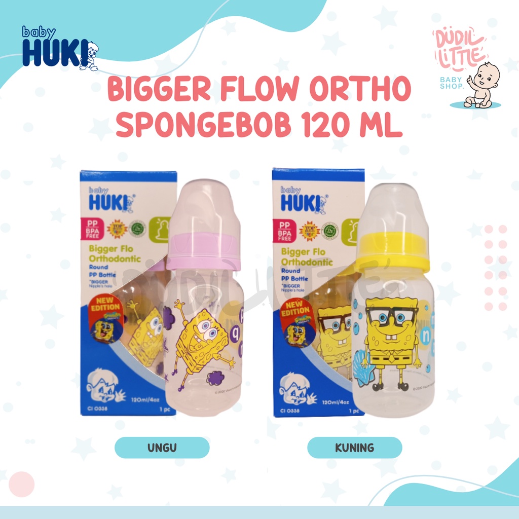 Huki botol susu dot gepeng orthodontic Super flo Karakter Spongebob BPA Free 120-240ml 100% Garansi