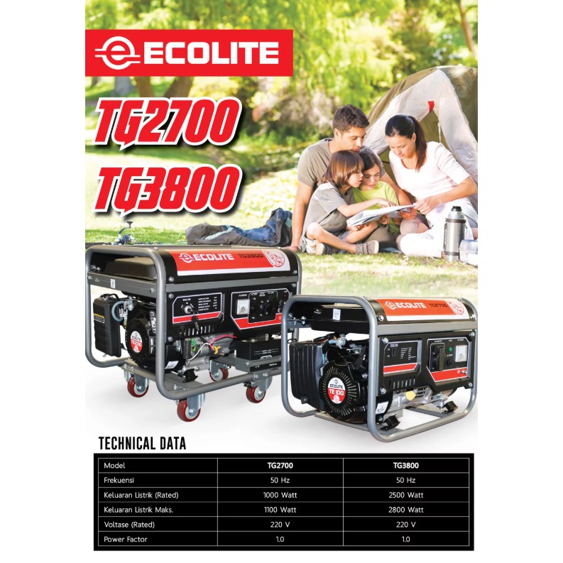 Generator Genset 1000 Watt TIGER TG 2700 Ecolite