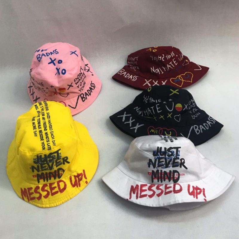 topi bucket motif Korea bucket Korea hip hop motif bucket korea topi korea. Bucket badass korea