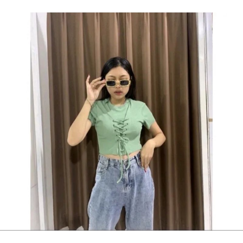 CROP TOP TALI BEST SELLER, CROP TOP KOREA , BAJU KOREA