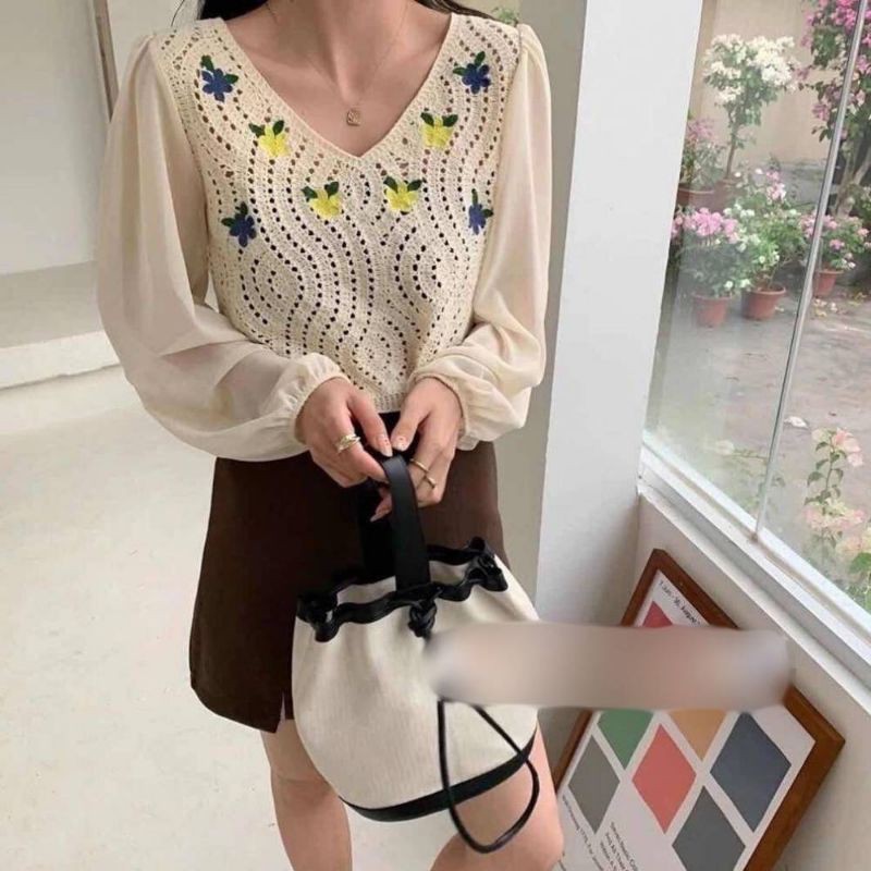Blouse rajut wanita import hongkong style korean