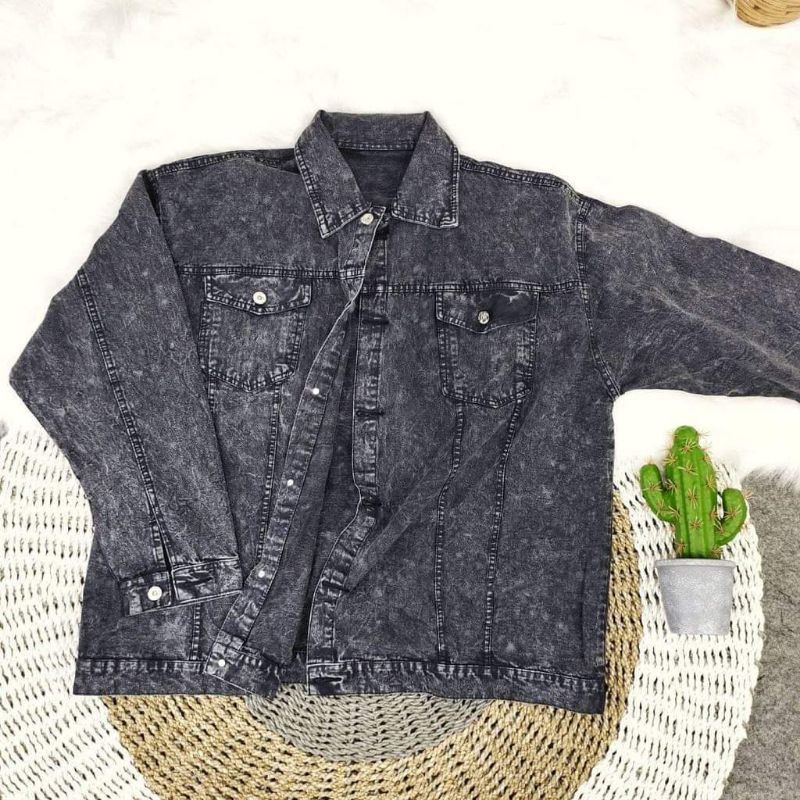 JAKET JEANS WANITA HODIE JAKET CEWEK JUMBO OVERSIZE JINS DENIM JAKET LEPIS KEKINIAN-1