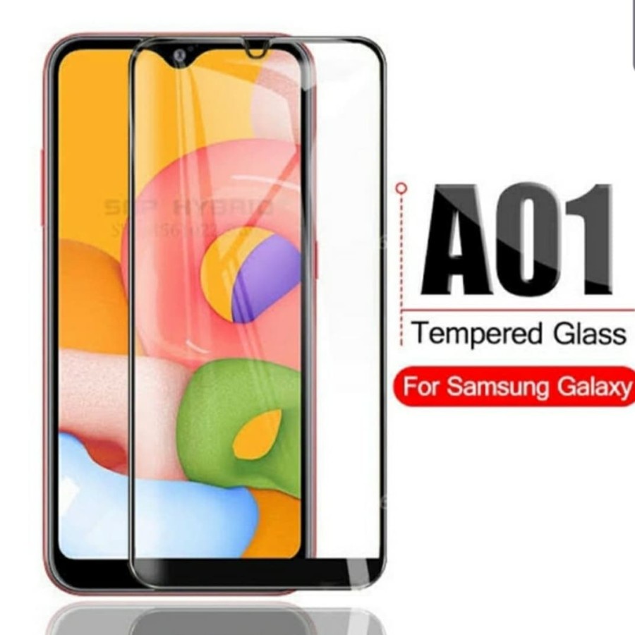 Samsung A01 A01 Core Tempered Glass Full Lem 9D Full Cover Anti Gores Kaca - White_Cell
