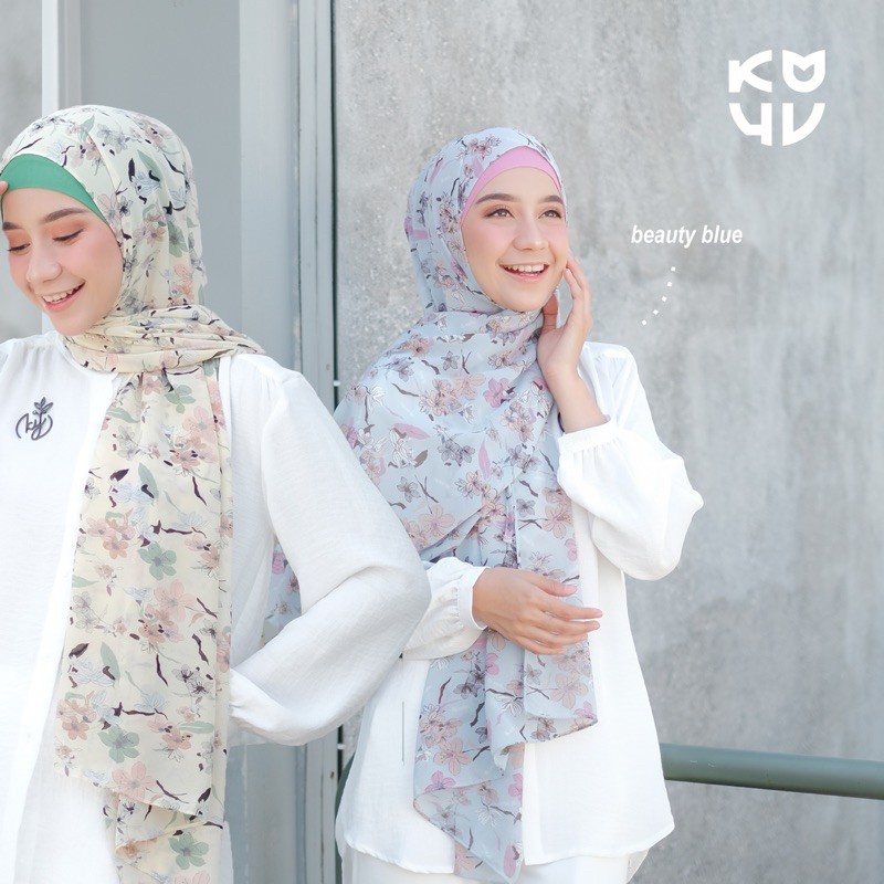 Koyu Hijab PASMINA tali ceruti FLOWERS Premium