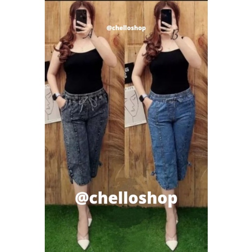 Celana Jeans wanita Import model pita 7/8
