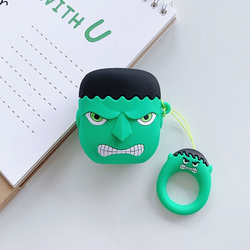 【COD】Casing Airpods Case Gen 2 and Gen1 Silicon Macaron Lucu Case Softcase Airpods 2 Airpods 1Original  Case Airpods Pink Dino Night evil-Hunk green