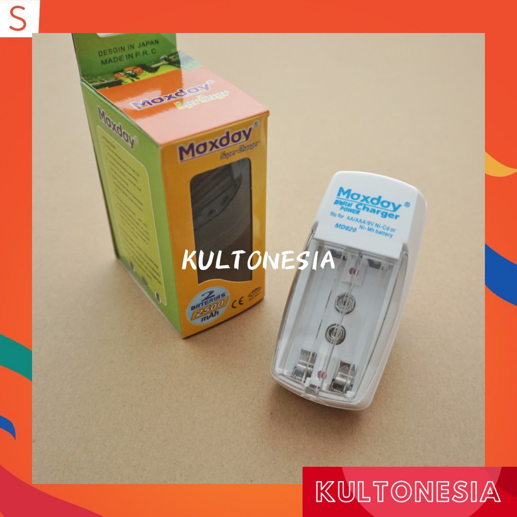 Charger cas Baterai Maxday AA AAA 9v 2 slot super charger