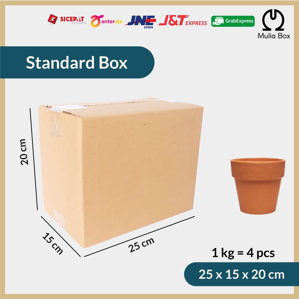 

Kardus Packing Standar Box 25 x 15 x 20 cm Corrugated Karton Dus Sedang Polos Packaging Serbaguna