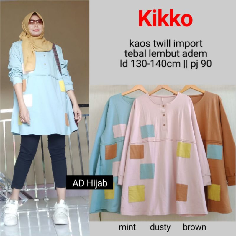 BAJU ATASAN WANITA JUMBO BIG SIZE KAOS LD 130-140 CM // KIKKO TUNIK BY AD HIJAB FASHION HQ