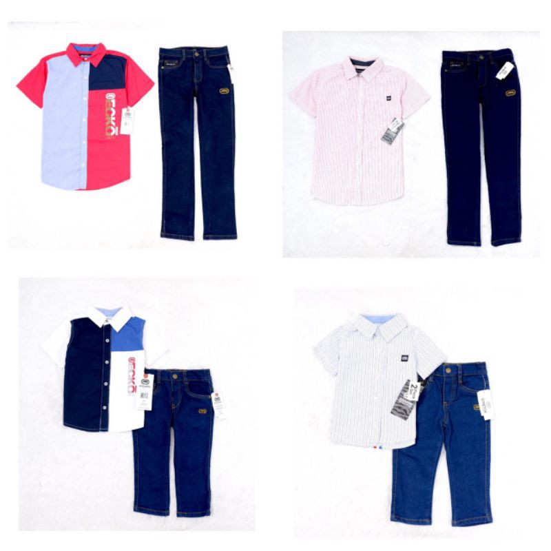 Setelan Set Anak Laki Laki Cowok Murah Ecko (Kemeja + Jeans)