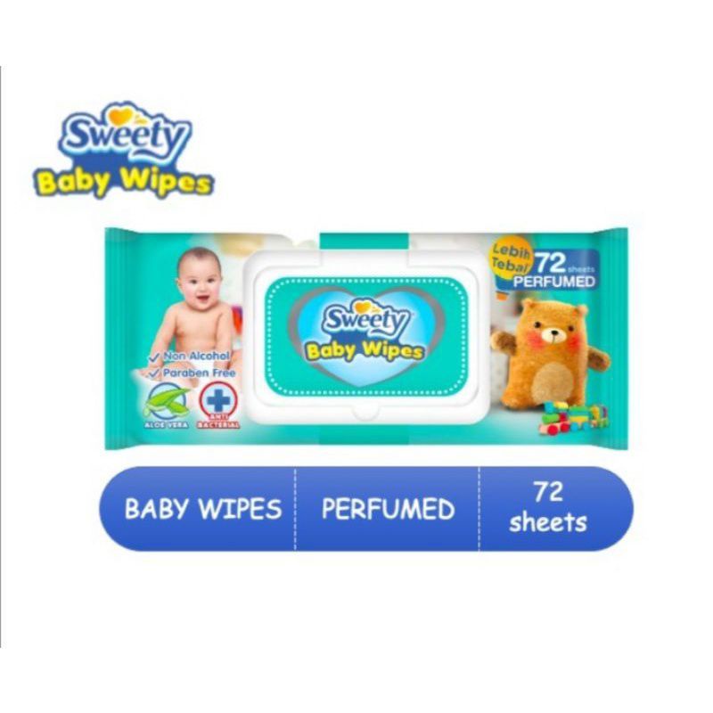 Sweety Baby Wipes Perfumed 72's Tissue basah Sweety 72 Sheet