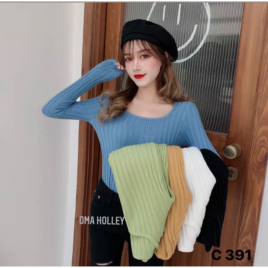 (COD) OH Fashion Zhea Square Neck Knit Top #C391