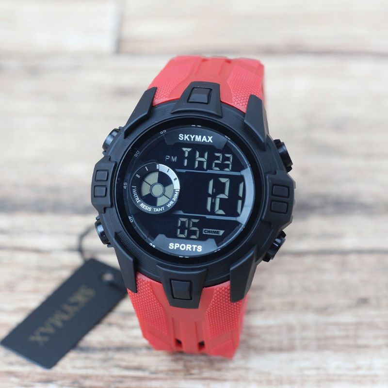 Jam Tangan Pria Skymax Tali Karet Digital || Water proff || JAM Tangan Pria Model Sport Terbaru || JAM tangan Cowok keren Bayar di Tempat