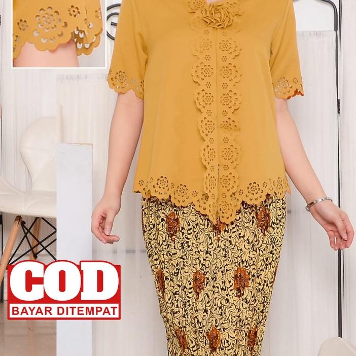 ➱ Atasan Kebaya Encim Modern Terbaru Merah Maroon|Putih|Hitam|Coklat / Kebaya Akad Mewah / Kebaya Wi