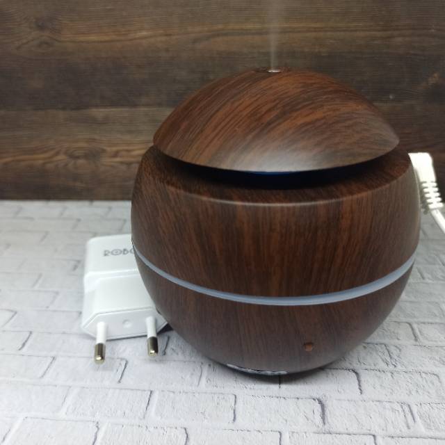 Humidifier Air Aromaterapi Difuser Model Bulat Kecil motif kayu 130ML jnp