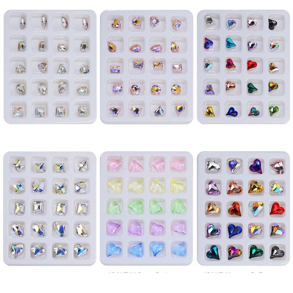 Agustin 3D Nail Art Perhiasan Fashion Shiny Gaya Jepang Transparan Nail Art Dekorasi Manicure Hati Bengkok Bentuk Tidak Teratur Pesona Kuku