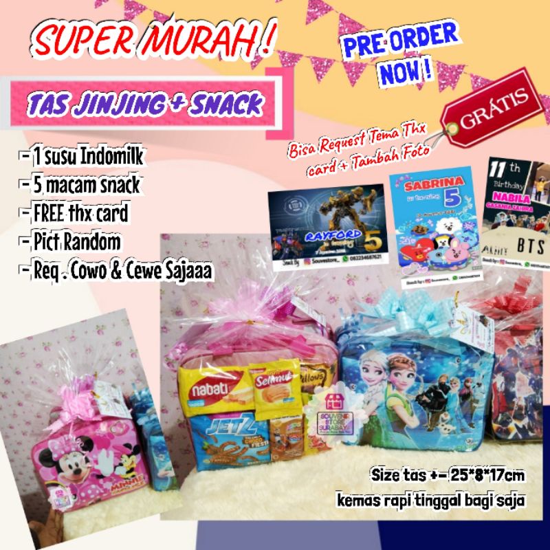 Souvenir Tas Ulang Tahun / Souvenir Ulang Tahun / Souvenir Snack Ultah Murah / Souvenir Murah