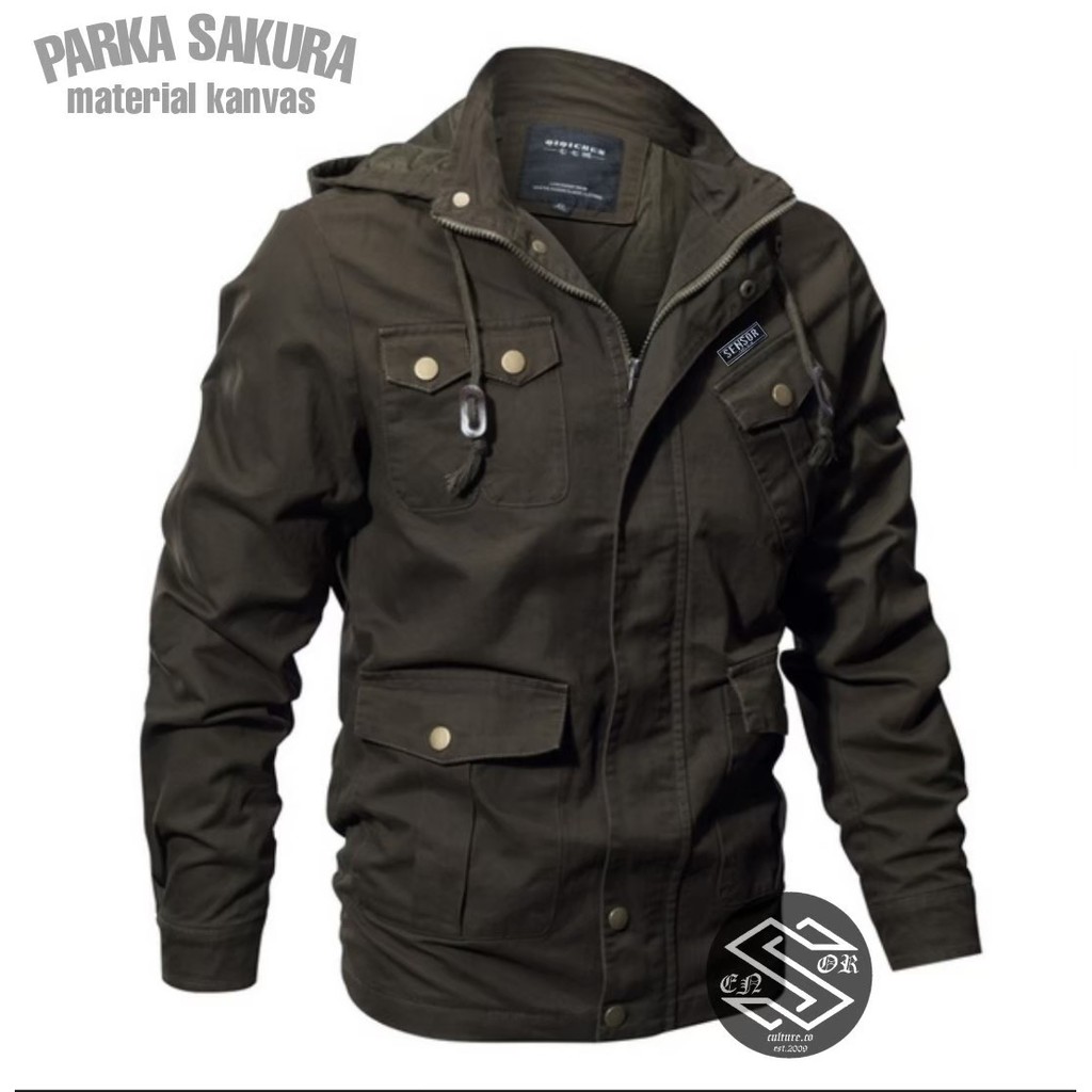 Jaket Parka Sakura Tebal Premium Orignal Sensor/ Jaket Pria Terbaru Parka Sakura New Sensor Kanvas/J