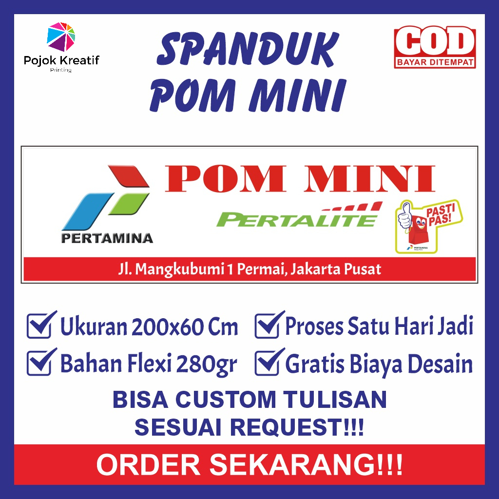 Spanduk Sepanduk Banner Baner Bener Backdrop Plang Promosi Usaha Jual Jualan Bensin Bengsin BBM Pom 