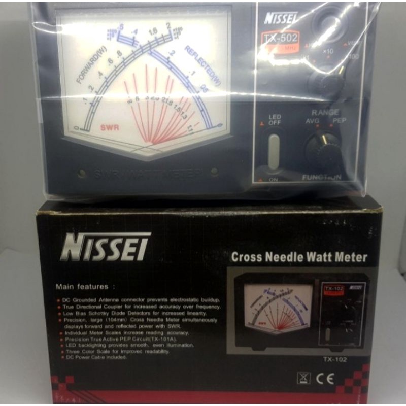 Swr watt meter power meter nissei TX 502 Hf vhf uhf original murah