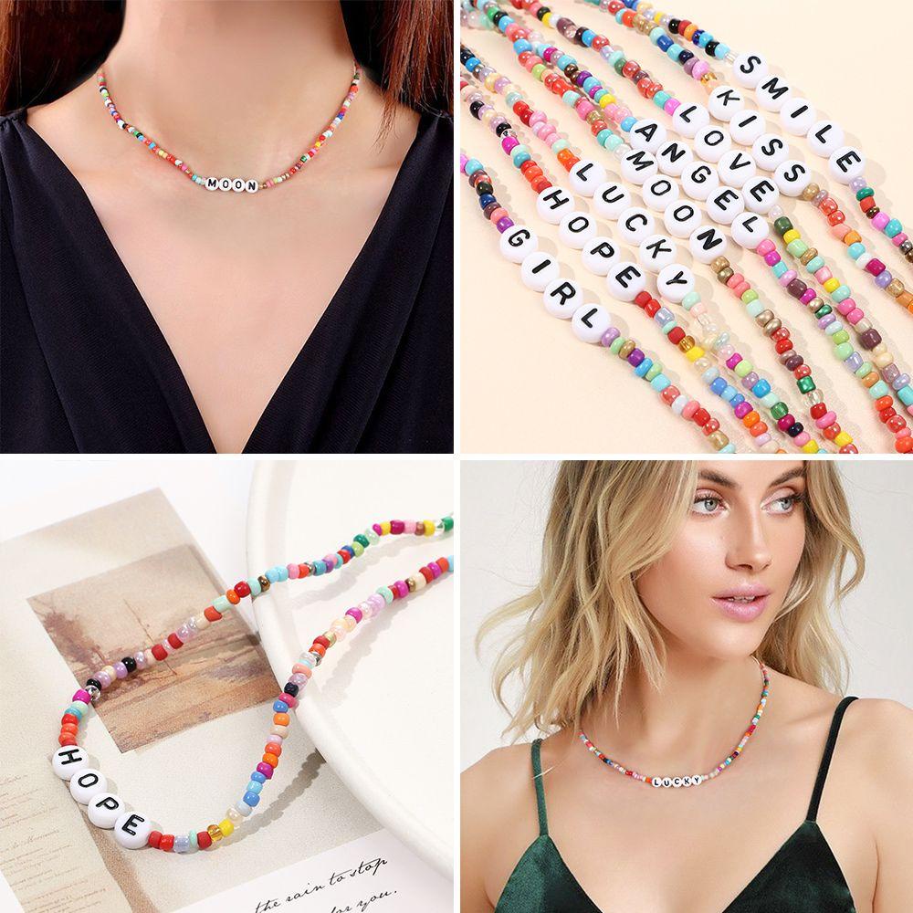 Lily Rice Bead Necklace Personality Colorful Kalung Handmade Manik Pantai