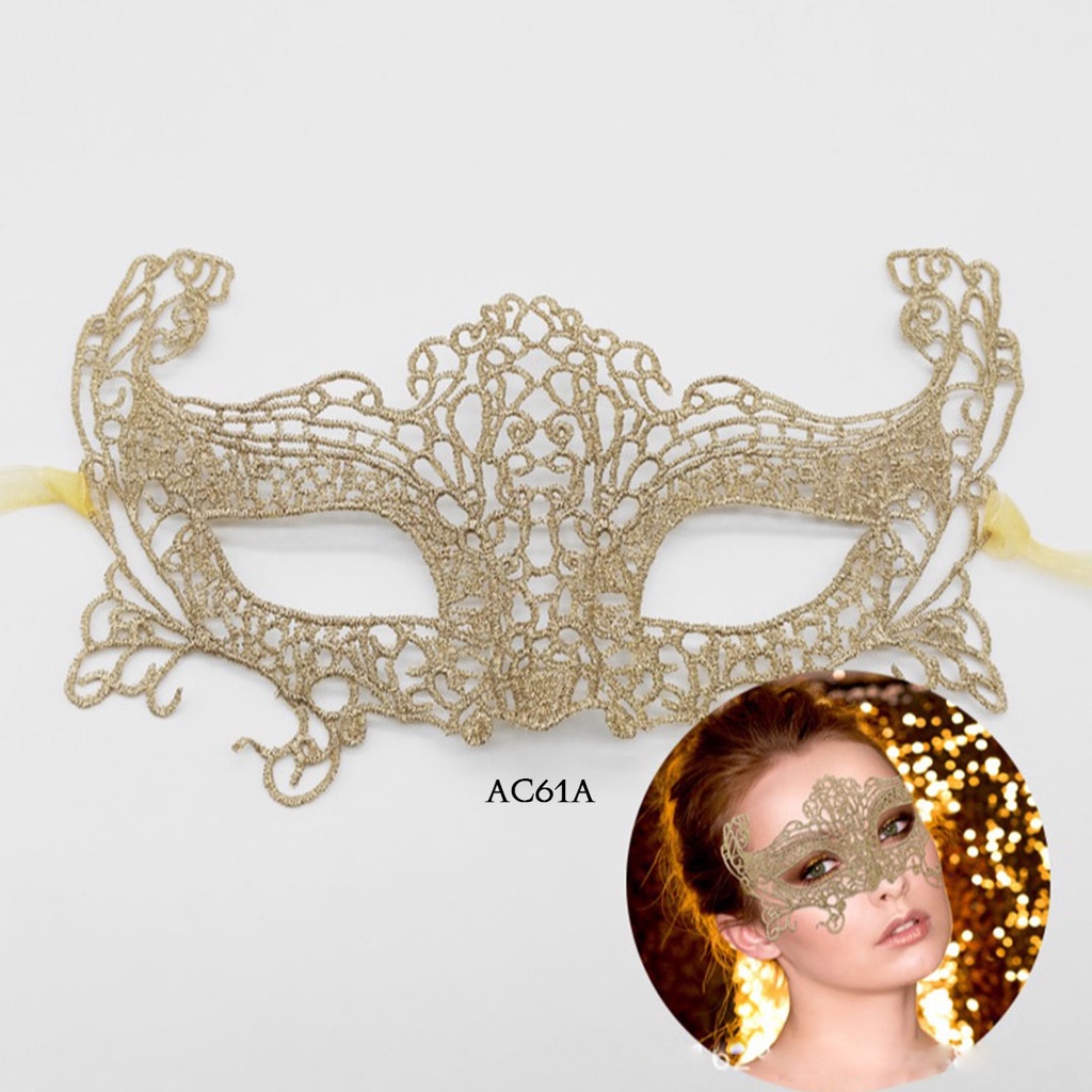 [NEW STOCK] TOPENG PESTA AKSESORIS LINGERIE TOPENG LACE MASK GOLD AC61A