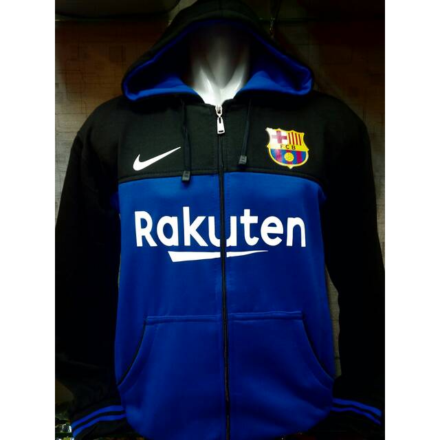 JAKET HOODIE BARCA HITAM BIRU